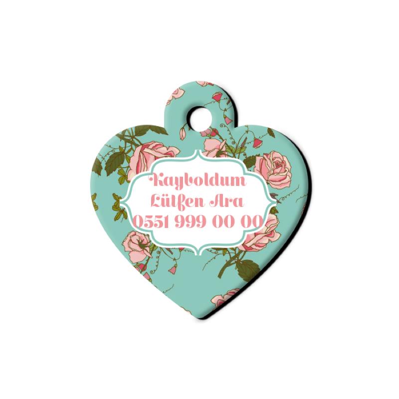 Gül Desenli Kalp TFX TagsForever