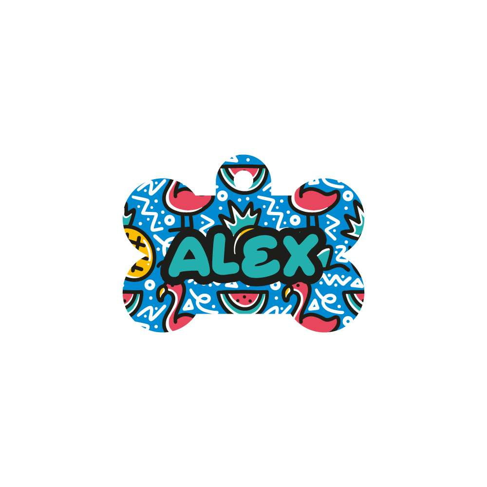 Flamingo Doodle Kemik | Kedi Köpek İsimlik - Evcil hayvanlar için mükemmel bir ürün.