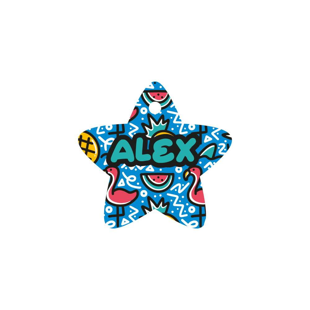 Flamingo Doodle Yıldız | Kedi Köpek İsimlik - Evcil hayvanlar için mükemmel bir ürün.