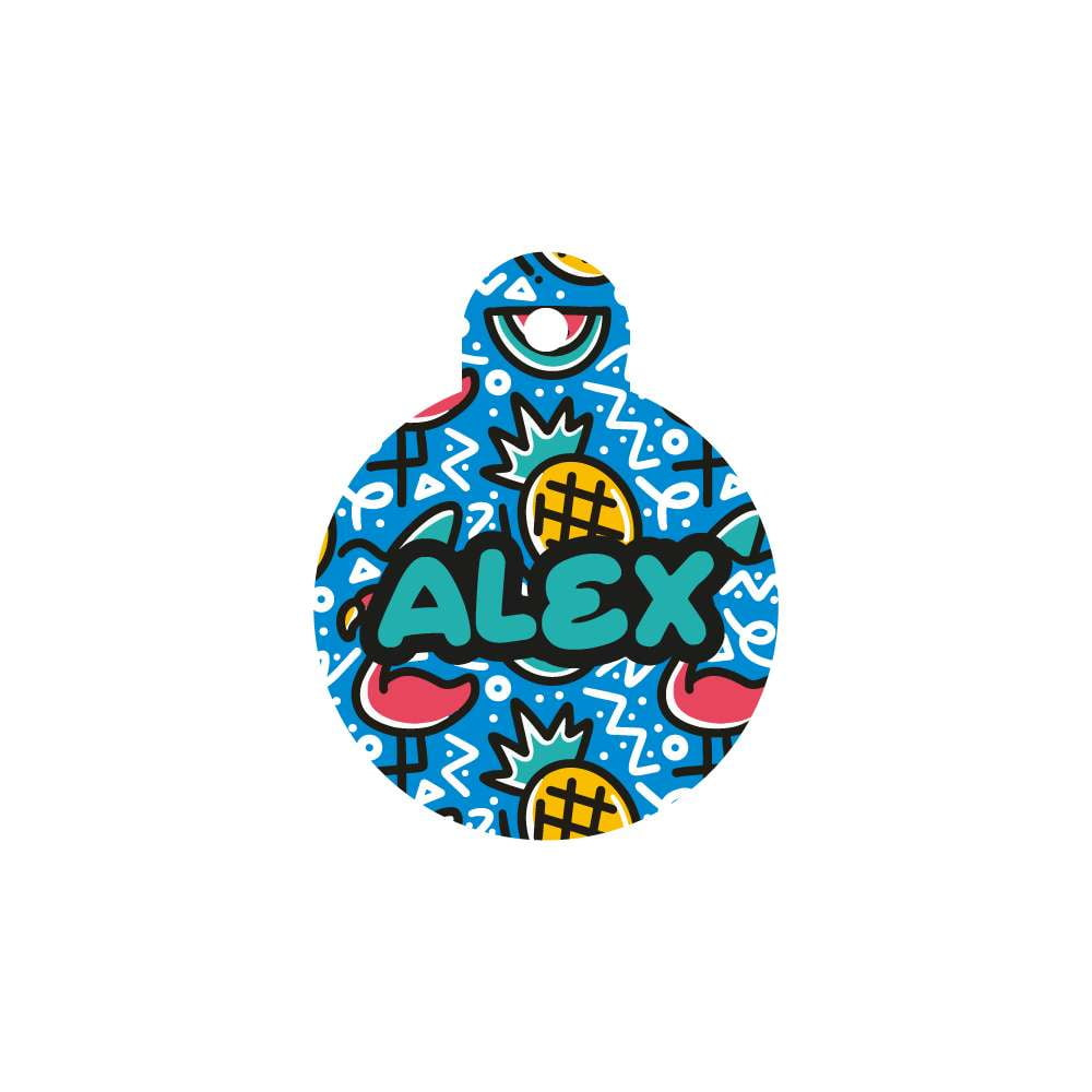 Flamingo Doodle Yuvarlak | Kedi Köpek İsimlik - Evcil hayvanlar için mükemmel bir ürün.