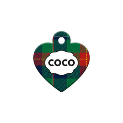 Kırmızı Yeşil Ekoseli Kalp | Kedi Köpek İsimlik - Evcil hayvanlar için mükemmel bir ürün.