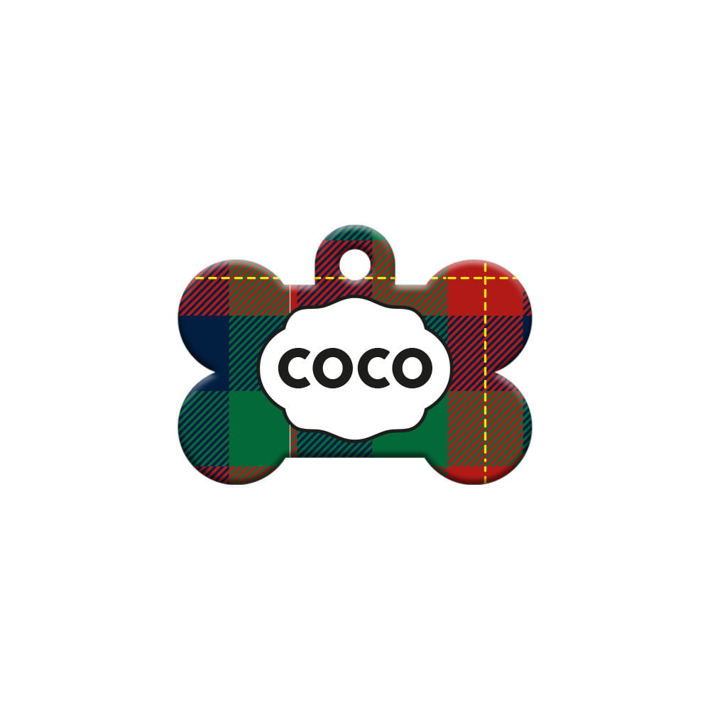 Kırmızı Yeşil Ekoseli | Kedi Köpek İsimlik - Evcil hayvanlar için mükemmel bir ürün.