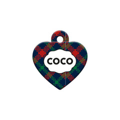 Çapraz Ekoseli Kalp | Kedi Köpek İsimlik - Evcil hayvanlar için mükemmel bir ürün.