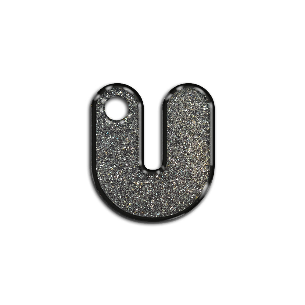 U Harfi Rounded Gray Glitter | ID Tag