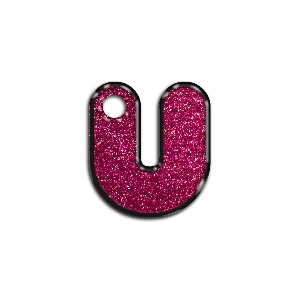 U Harfi Rounded Fuchsia Glitter | ID Tag