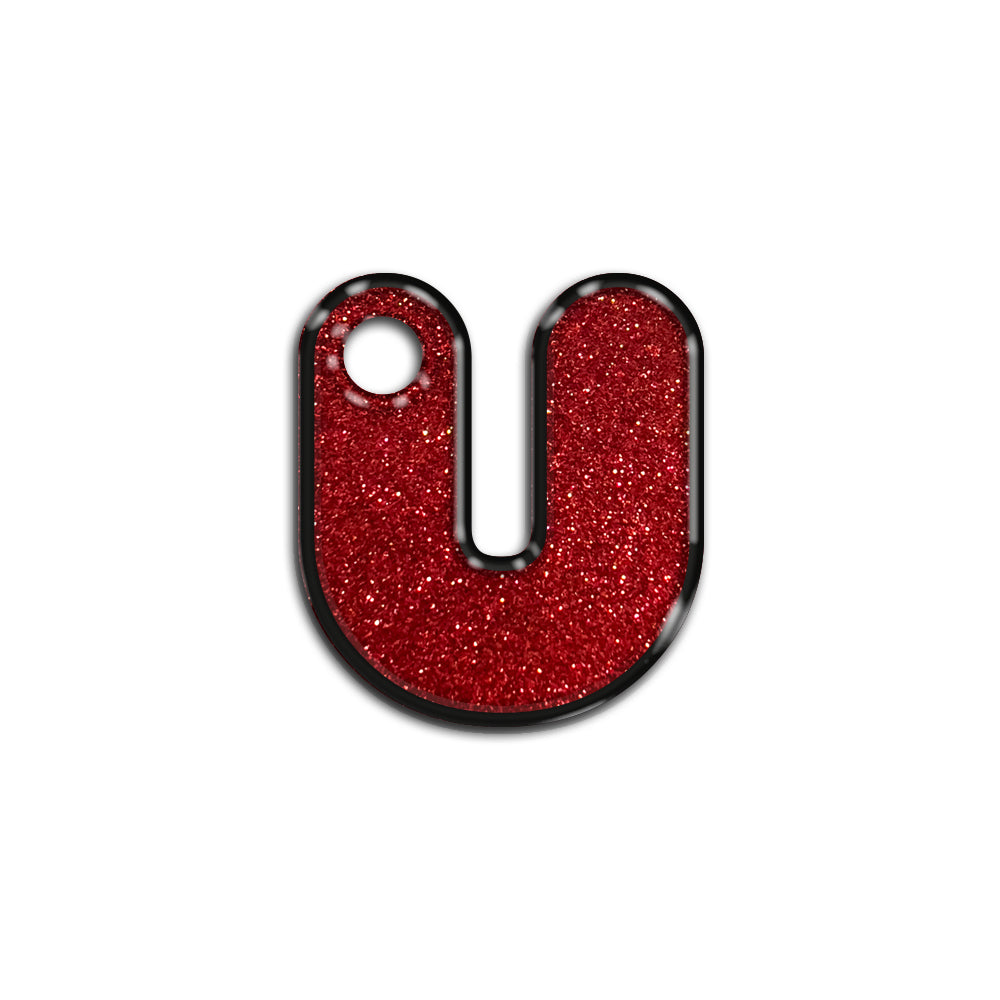 U Harfi Rounded Red Glitter | ID Tag
