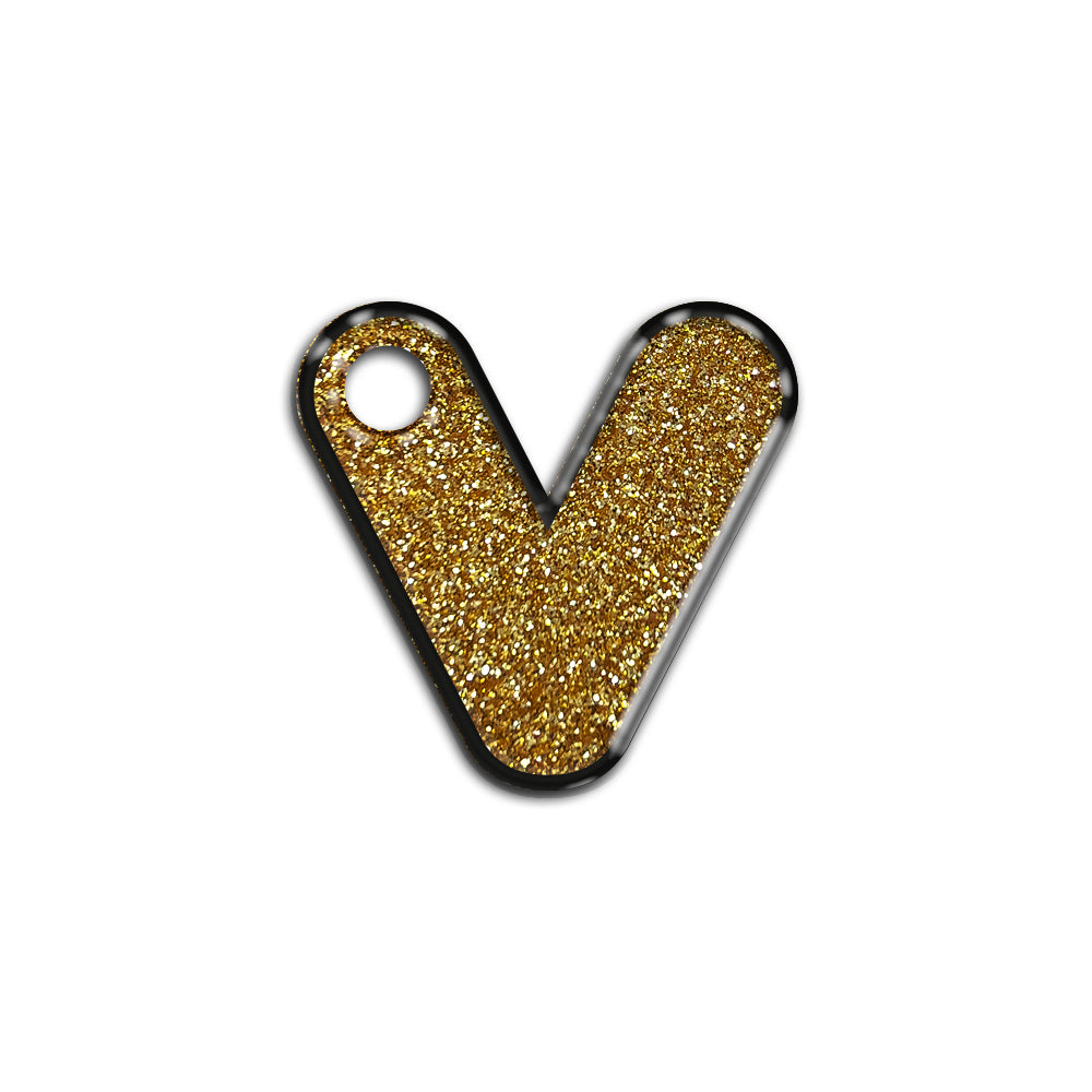 V Harfi Rounded Gold Glitter | ID Tag