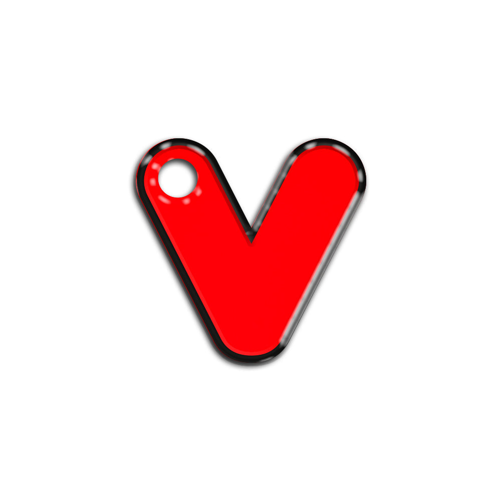 V Harfi Rounded Red Neon | ID Tag