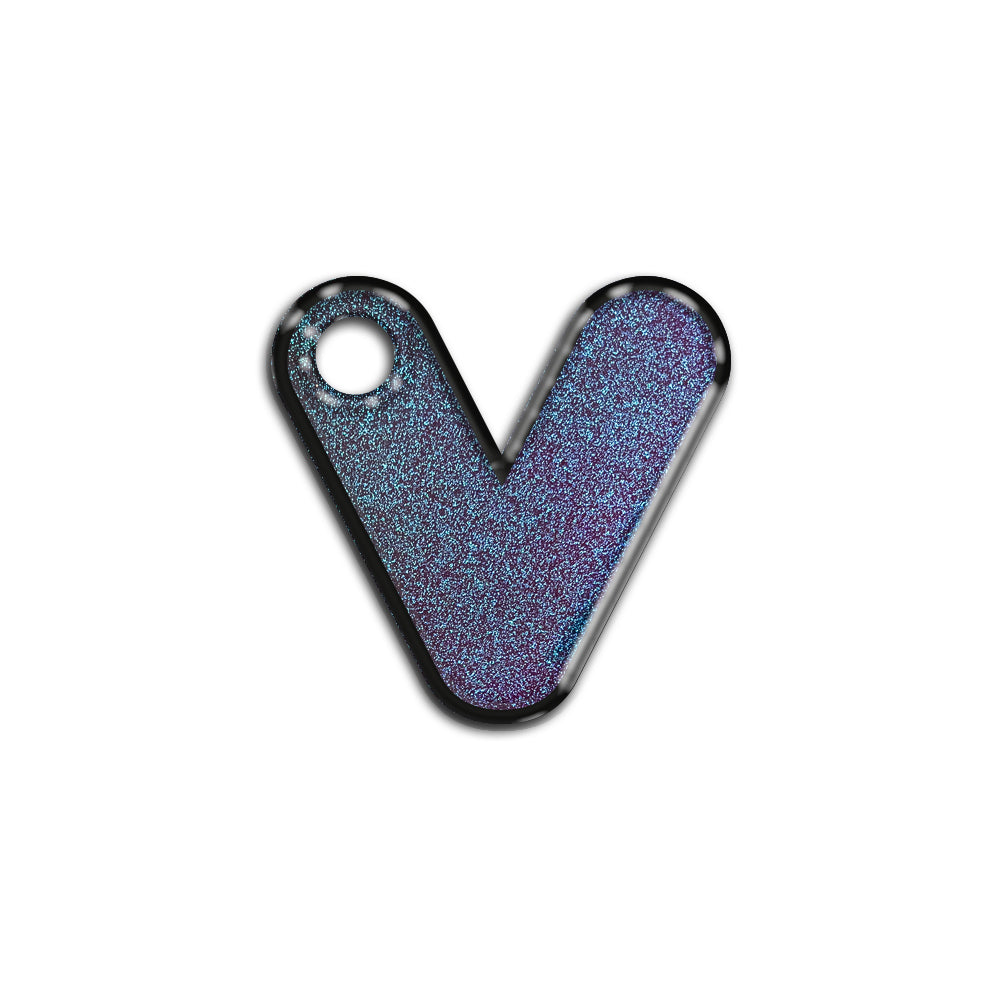 V Harfi Rounded Opal Blue Glitter | ID Tag