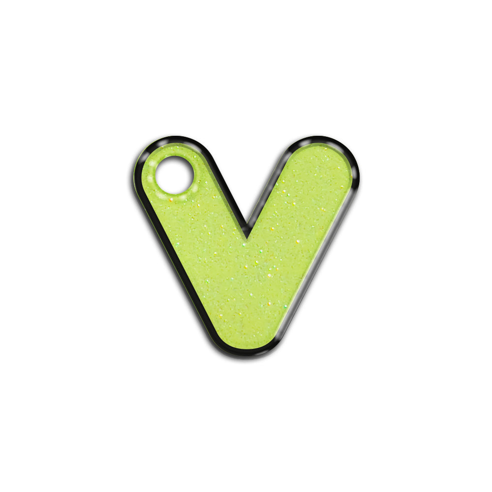 V Harfi Rounded Sarı Glitter | ID Tag