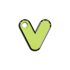 V Harfi Rounded Sarı Glitter | ID Tag