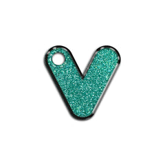 V Harfi Rounded Su Green Glitter | ID Tag