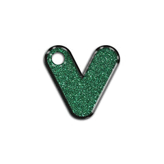 V Harfi Rounded Green Glitter | ID Tag