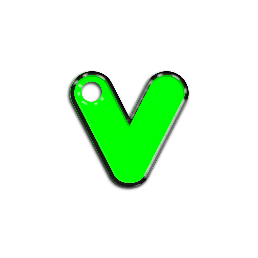 V Harfi Rounded Green Neon | ID Tag