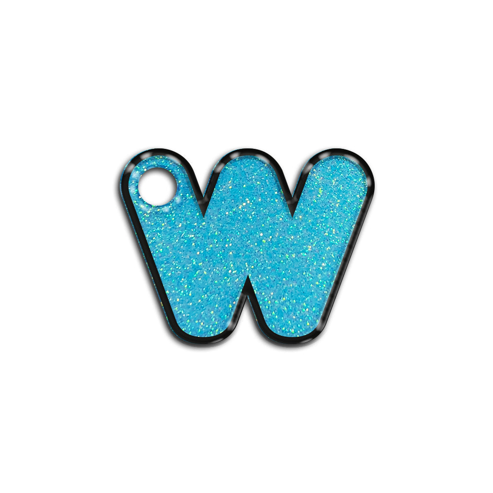 W Harfi Rounded Light Blue Glitter | ID Tag