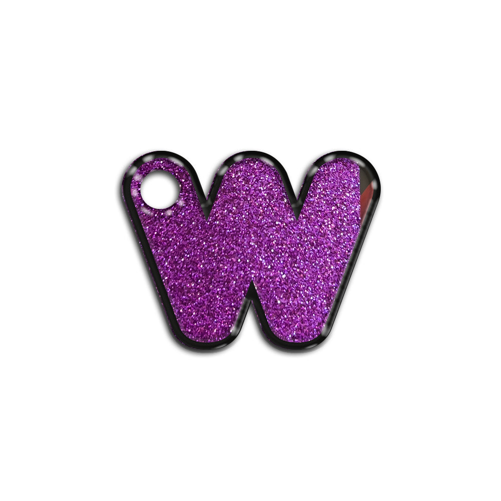 W Harfi Rounded Purple Glitter | ID Tag