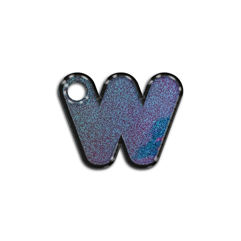 W Harfi Rounded Opal Blue Glitter | ID Tag