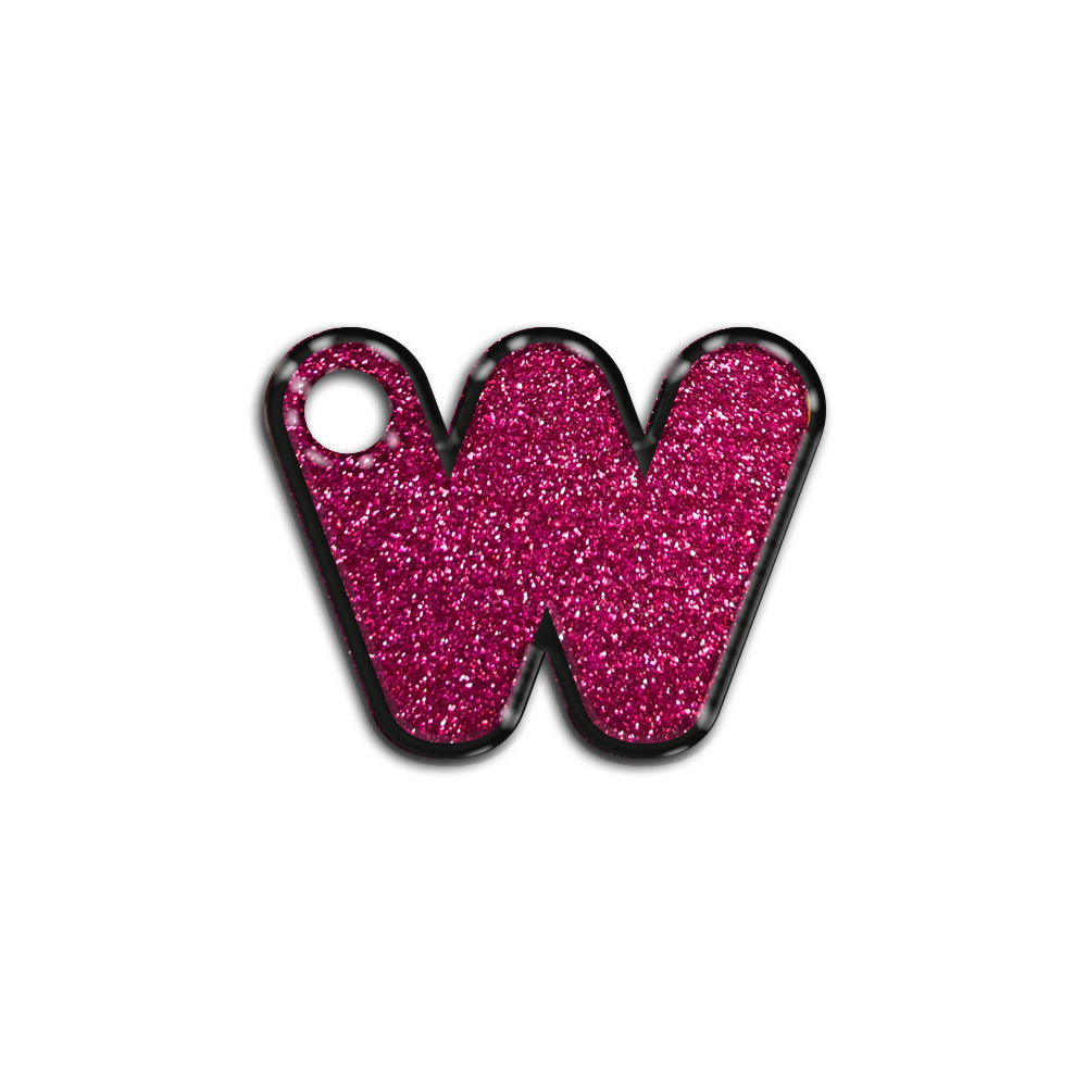 W Harfi Rounded Fuchsia Glitter | ID Tag