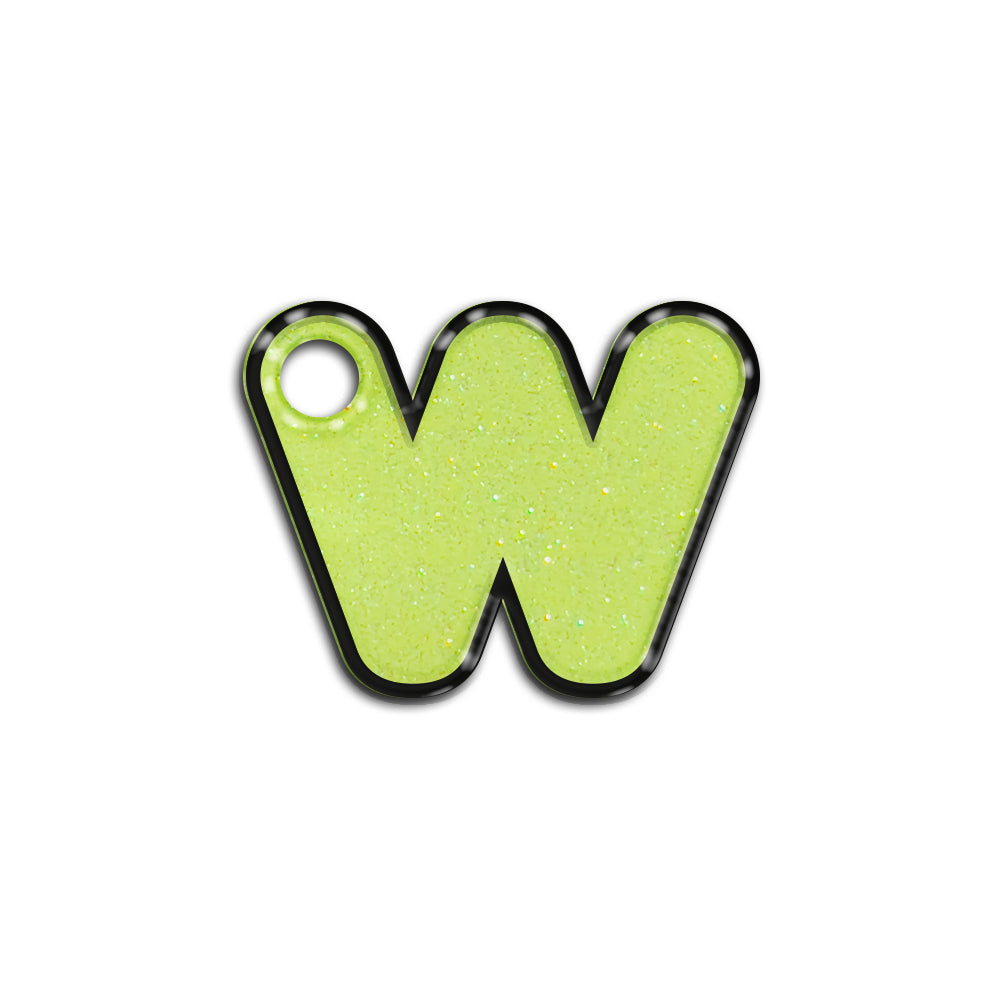 W Harfi Rounded Sarı Glitter | ID Tag
