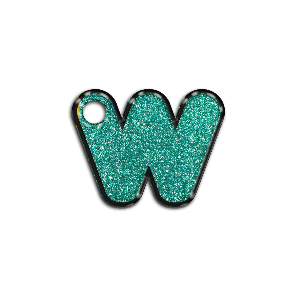 W Harfi Rounded Su Green Glitter | ID Tag