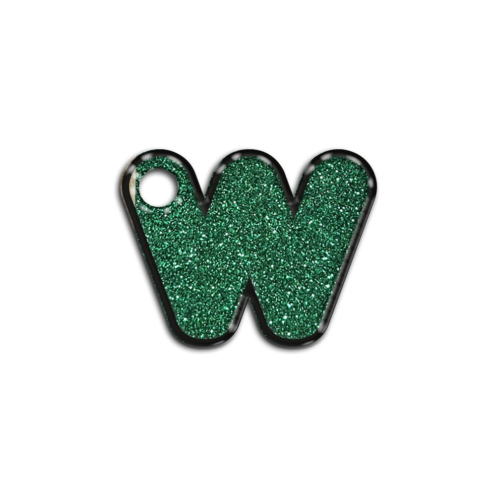 W Harfi Rounded Green Glitter | ID Tag