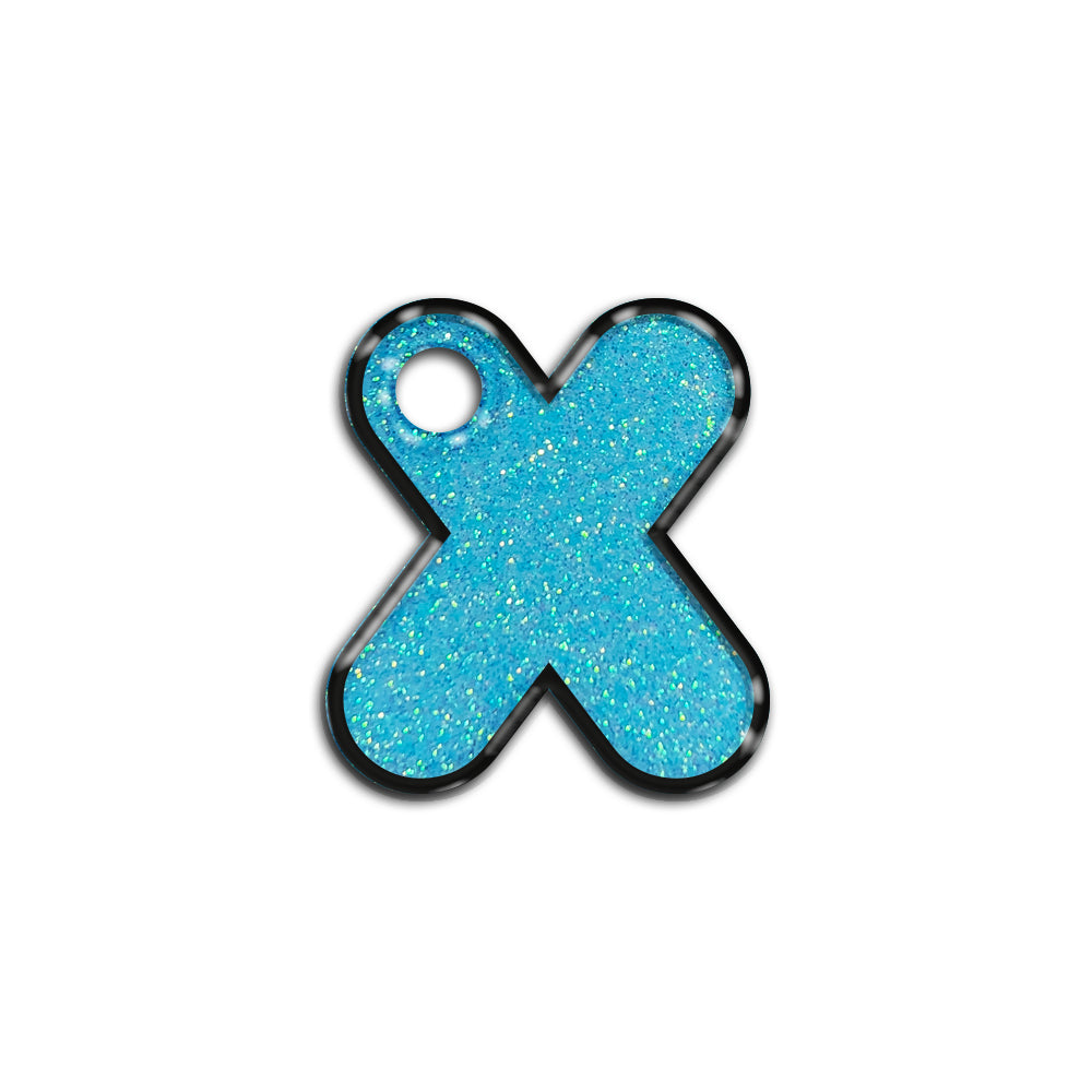 X Harfi Rounded Light Blue Glitter | ID Tag