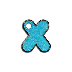 X Harfi Rounded Light Blue Glitter | ID Tag