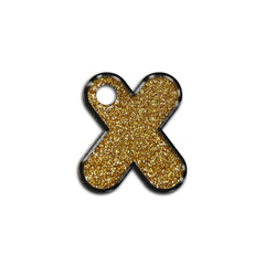 X Harfi Rounded Gold Glitter | ID Tag