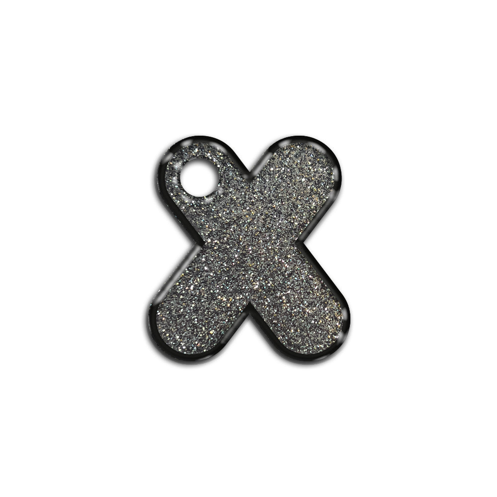 X Harfi Rounded Gray Glitter | ID Tag