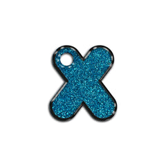 X Harfi Rounded Blue Glitter | ID Tag