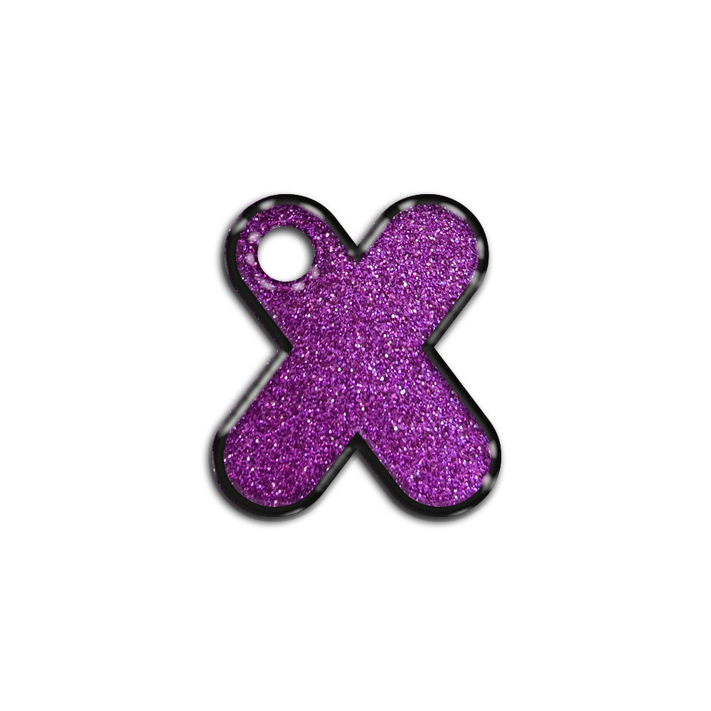 X Harfi Rounded Purple Glitter | ID Tag