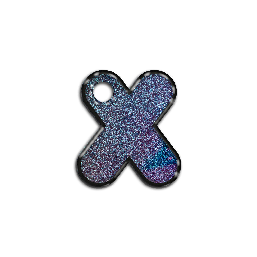 X Harfi Rounded Opal Blue Glitter | ID Tag