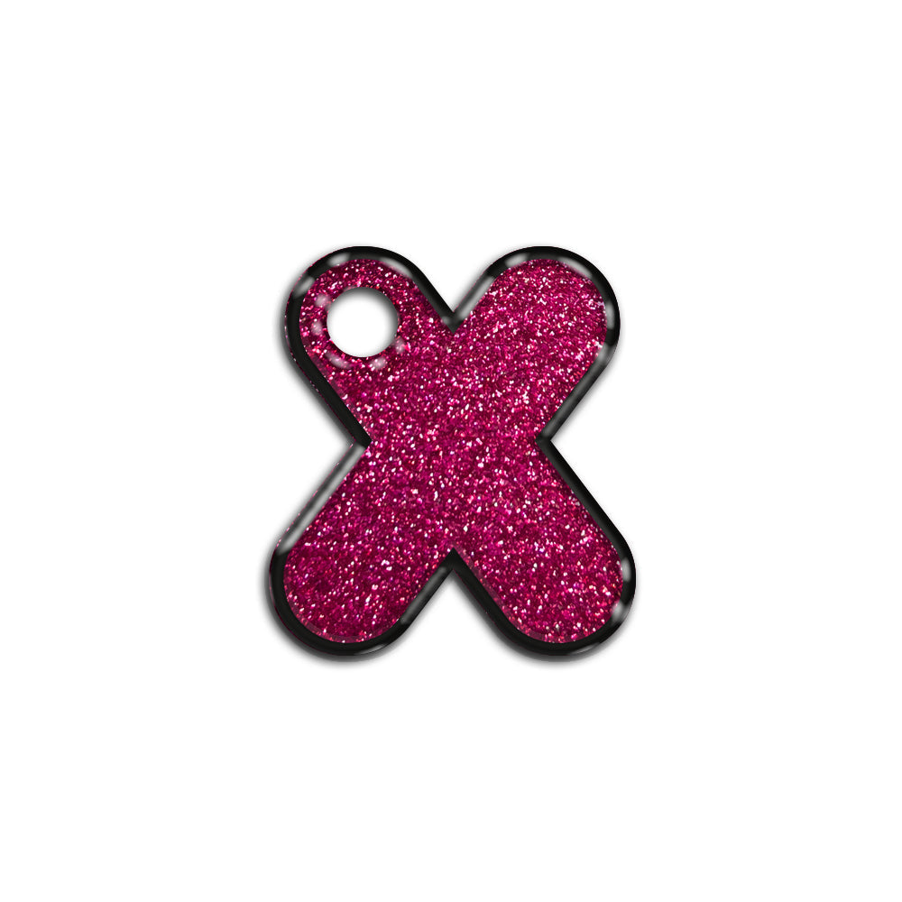 X Harfi Rounded Fuchsia Glitter | ID Tag