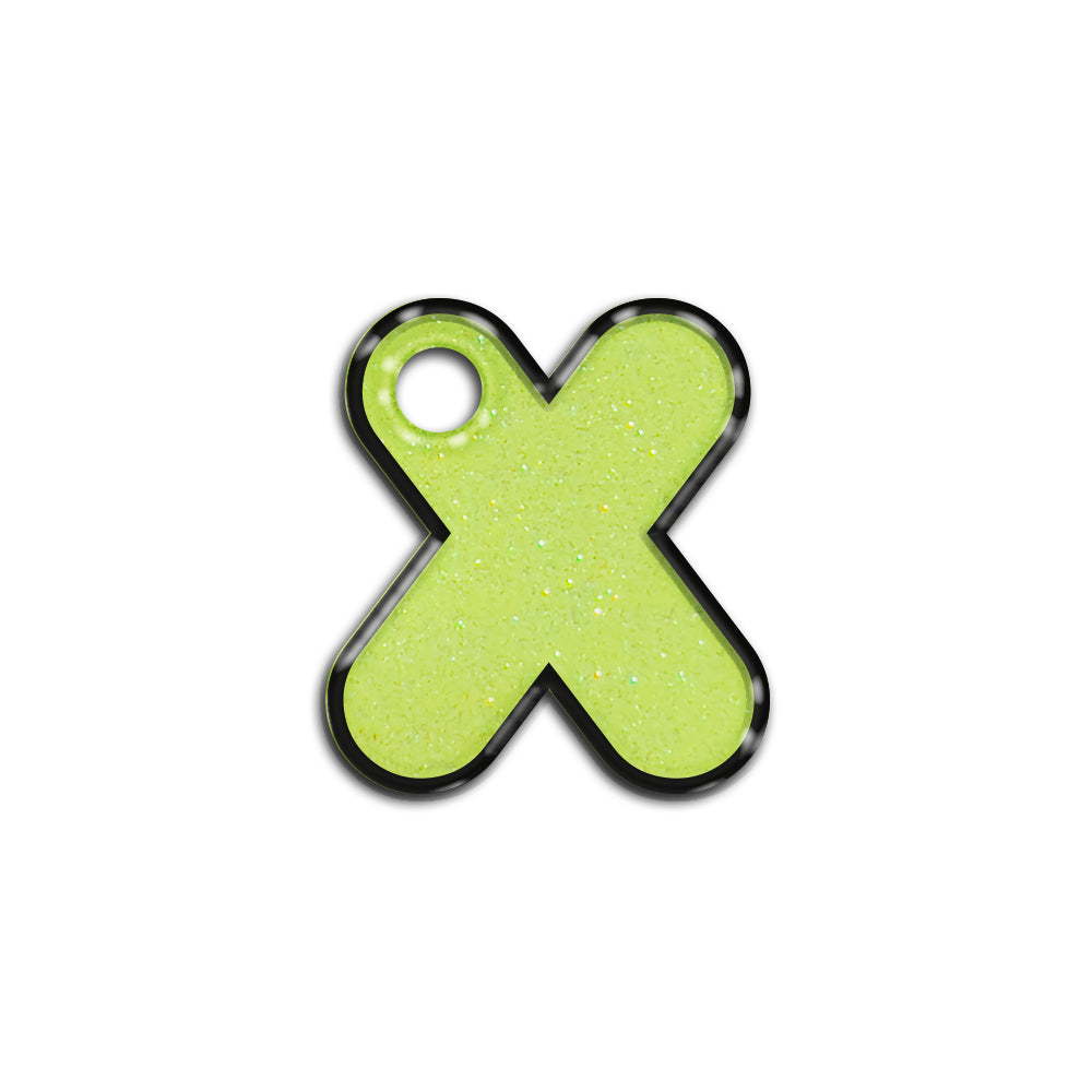 X Harfi Rounded Sarı Glitter | ID Tag