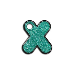 X Harfi Rounded Su Green Glitter | ID Tag