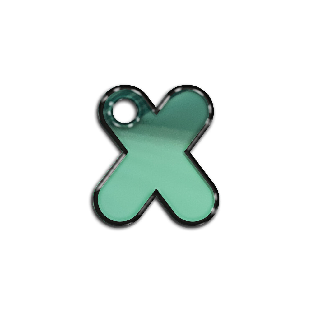 X Harfi Rounded Su Green Metalik | ID Tag