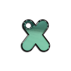 X Harfi Rounded Su Green Metalik | ID Tag