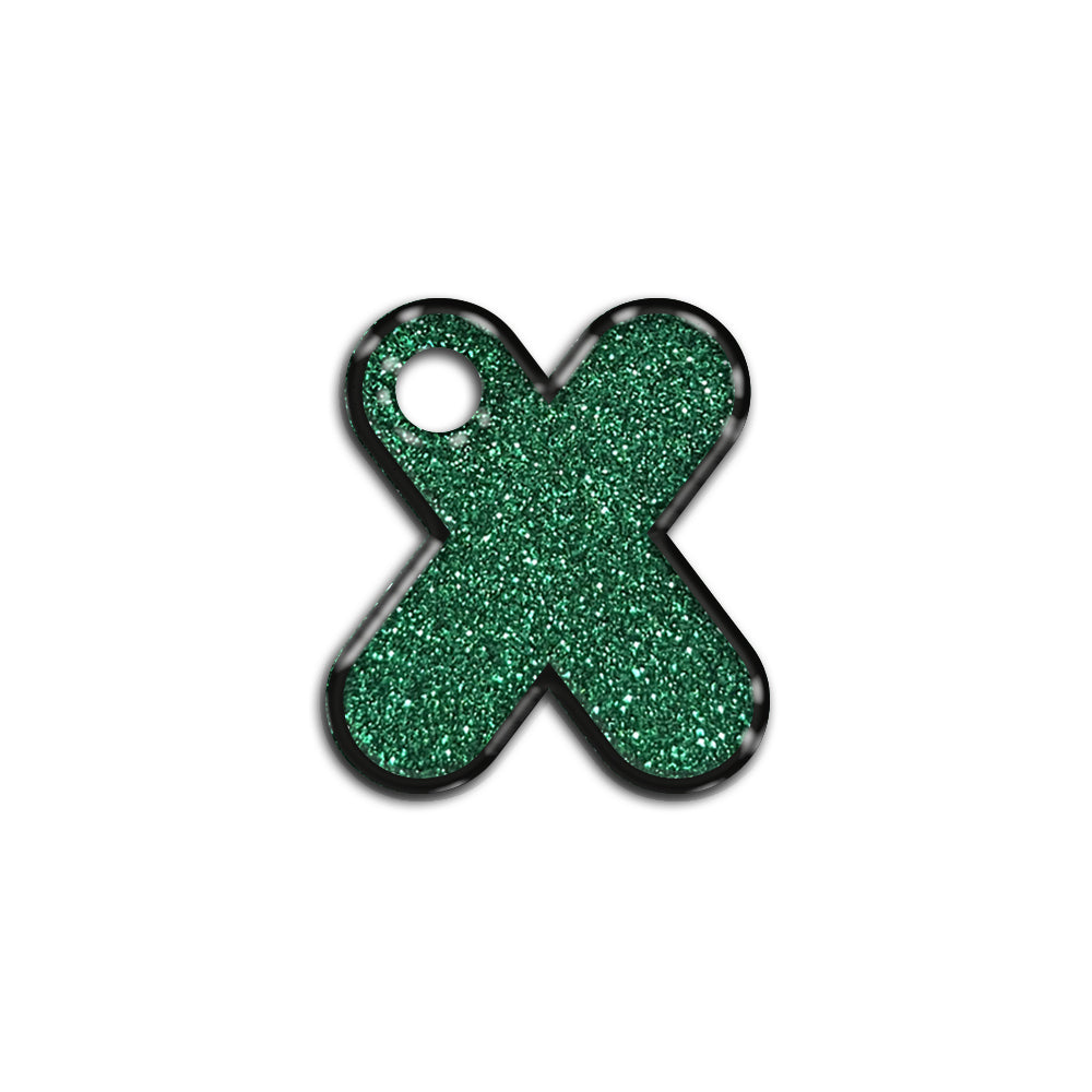 X Harfi Rounded Green Glitter | ID Tag
