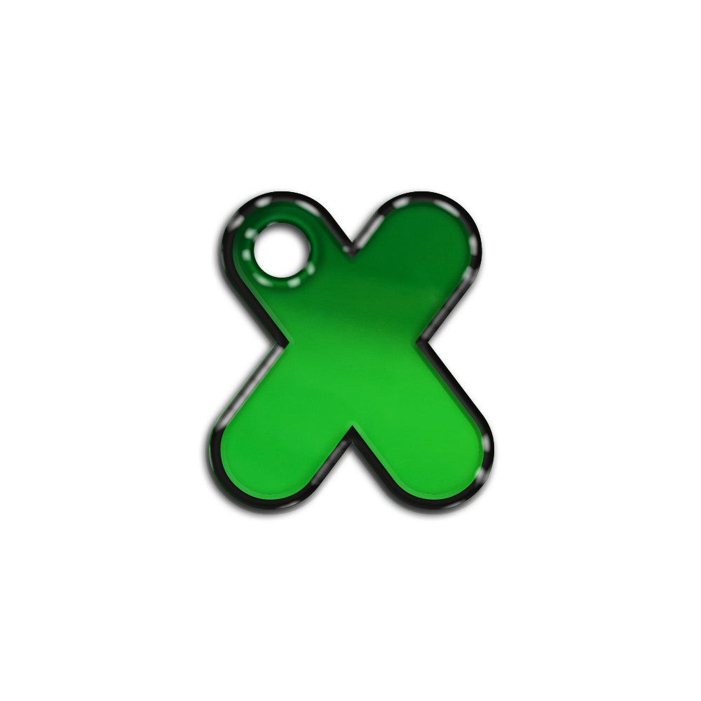 X Harfi Rounded Green Metalik | ID Tag