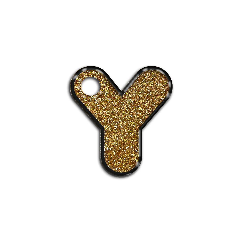 Y Harfi Rounded Gold Glitter | ID Tag