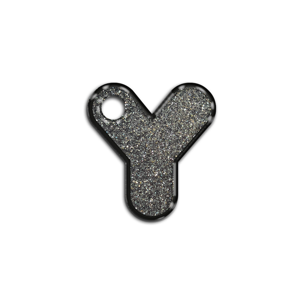 Y Harfi Rounded Gray Glitter | ID Tag