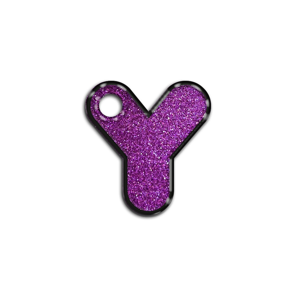 Y Harfi Rounded Purple Glitter | ID Tag