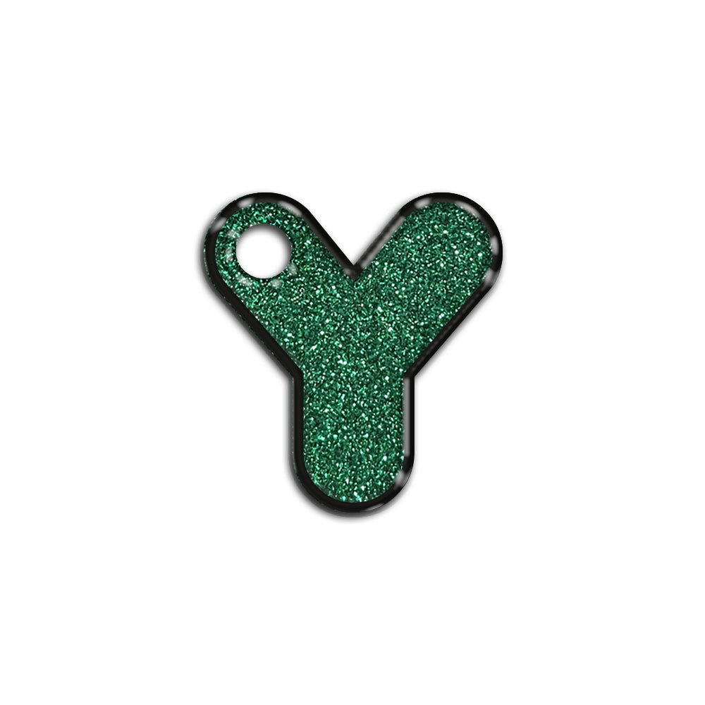 Y Harfi Rounded Green Glitter | ID Tag