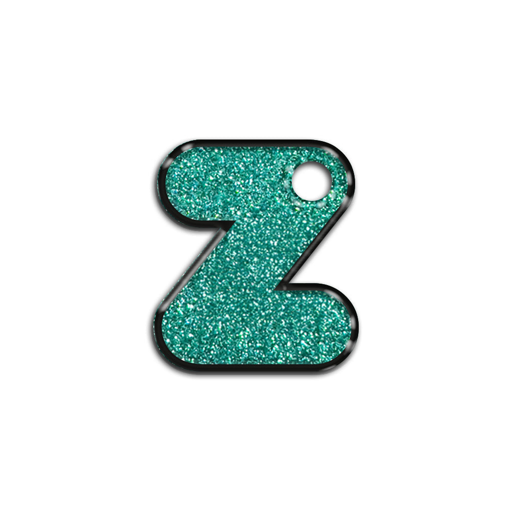 Z Harfi Rounded Su Green Glitter | ID Tag