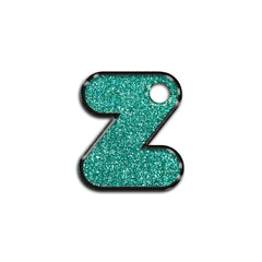 Z Harfi Rounded Su Green Glitter | ID Tag
