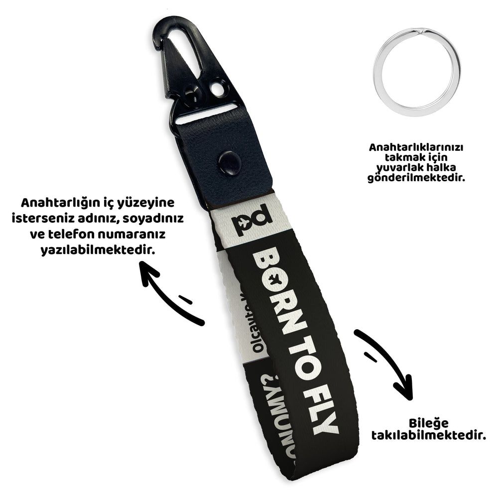 Born To Fly Siyah | PD Fly Anahtarlık - Evcil hayvanlar için mükemmel bir ürün.