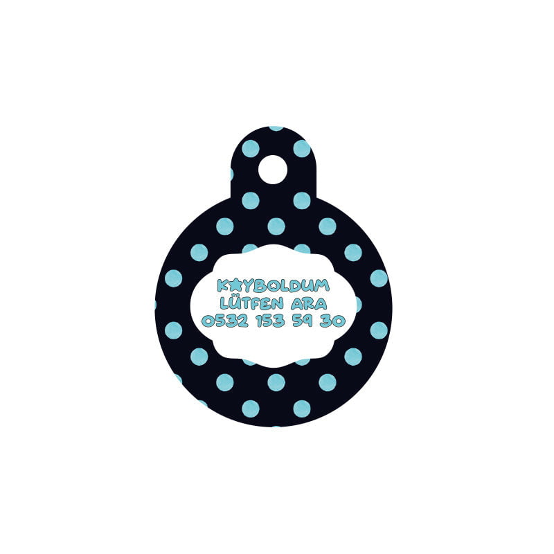 Mavi Puantiye Desenli Yuvarlak | Kedi Köpek İsimlik