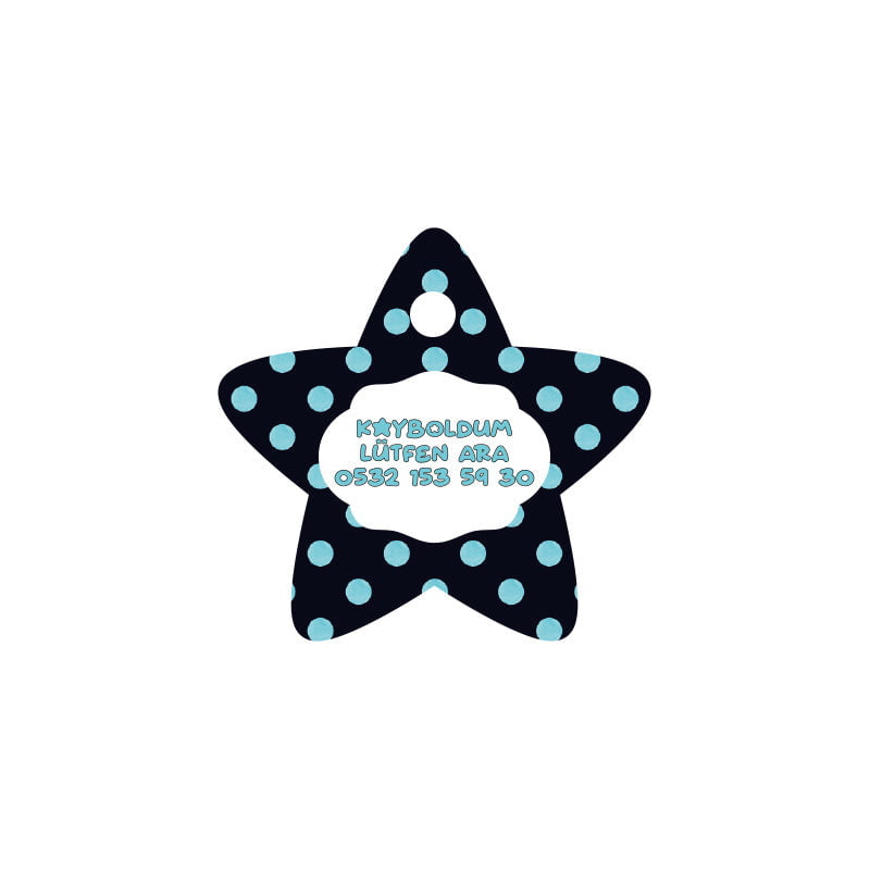 Mavi Puantiye Desenli Yıldız | Kedi Köpek İsimlik