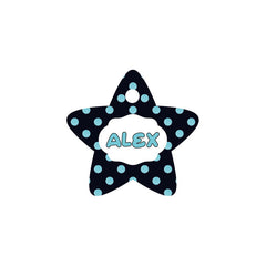 Mavi Puantiye Desenli Yıldız | Kedi Köpek İsimlik - Evcil hayvanlar için mükemmel bir ürün.