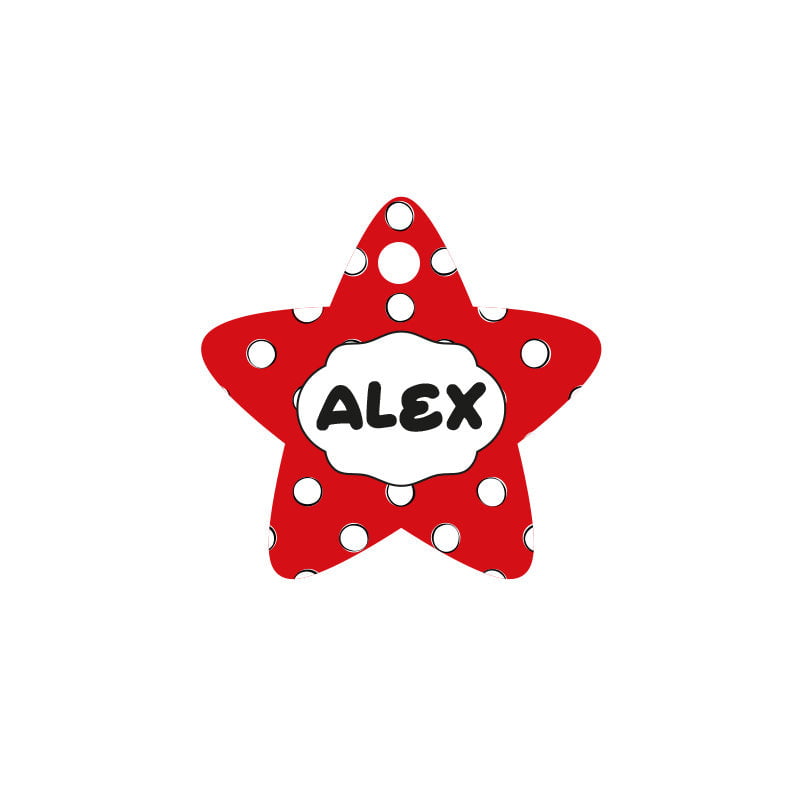 Kırmızı Puantiye Desenli Yıldız | Kedi Köpek İsimlik - Evcil hayvanlar için mükemmel bir ürün.